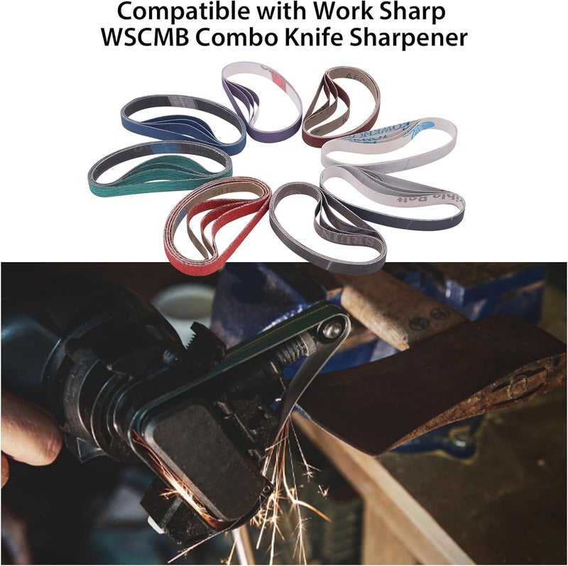 SHUTTLE GENIUS 32 Pack 1/2" x 10" Replacement Knife Sharpener Sanding Belts for Work Sharp WSCMB Combo Knife Sharpener, 80/120/240/400/600/800/1000/2500 Grit Sharpening Belts - Image 4